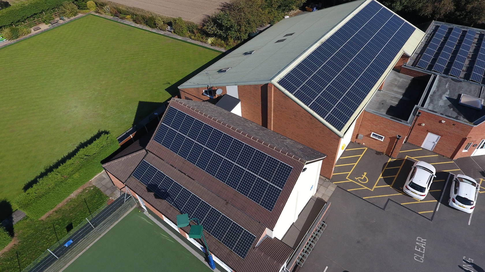 Solar panels on roof of the community sports centre