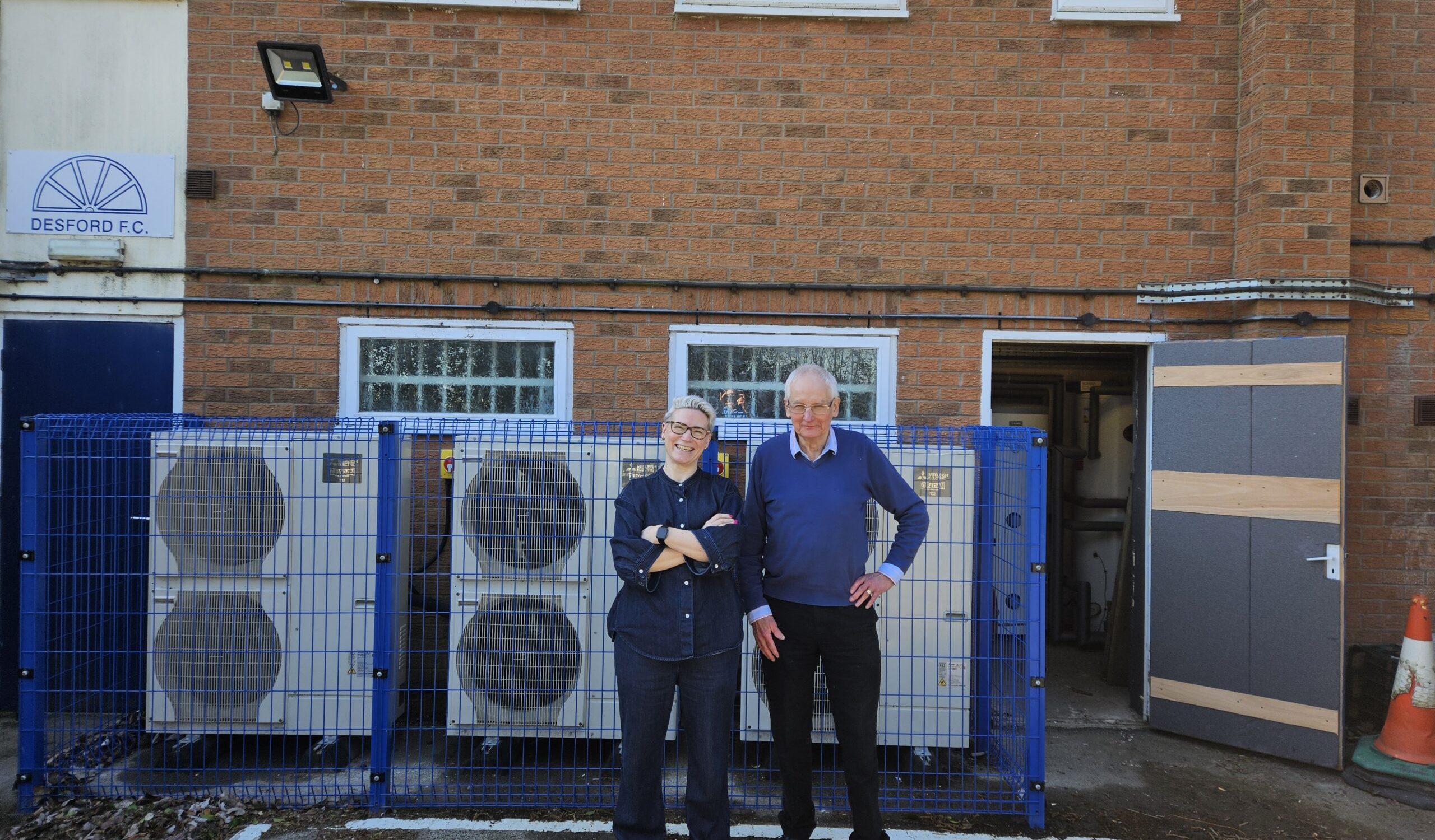Laura from HI Group and Jim from Sport in Desford